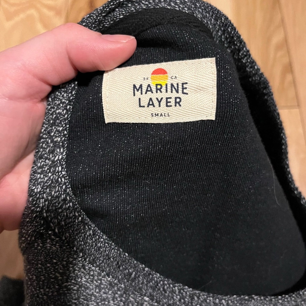 Marine Layer Long Sleeve Top Marled Cropped Organic Cotton Blend Gray Crew Neck - Picture 3 of 7